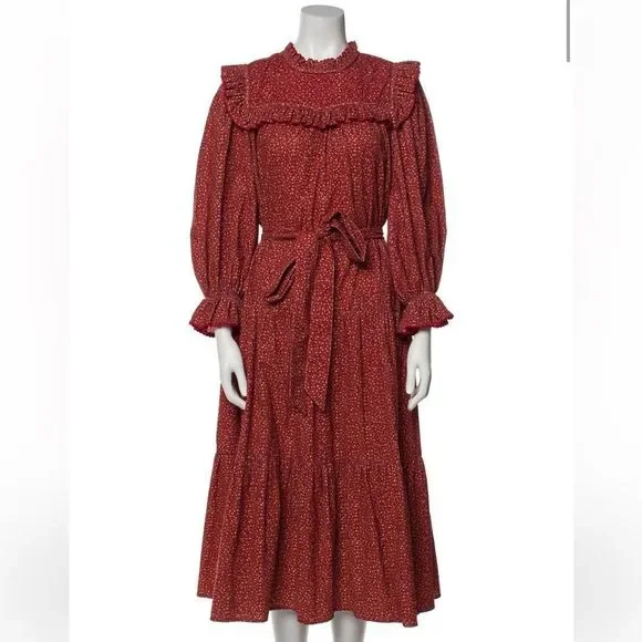 Doen Red Women's Floral Print Mountain Dress California Wildflower in Burgundy M - Picture 2 of 8